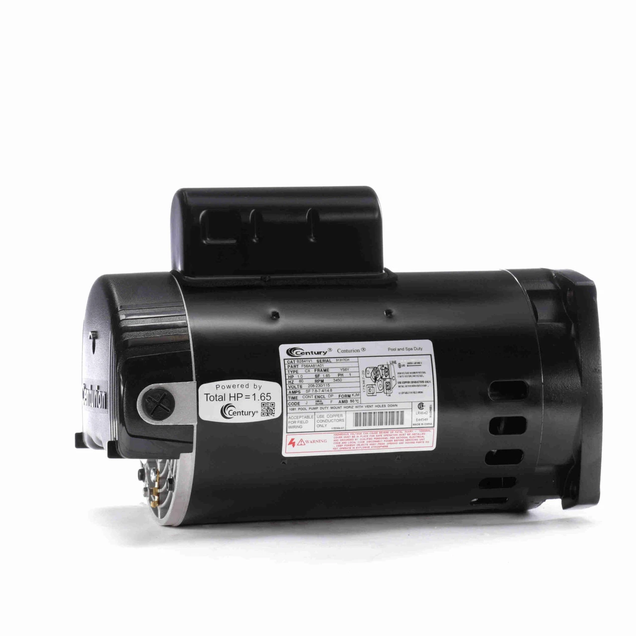 1 HP Threaded Shaft Horizontal Pool Pump Motor, 1.65 SF 3 1 HP Threaded Shaft Horizontal Pool Pump Motor, 1.65 SF