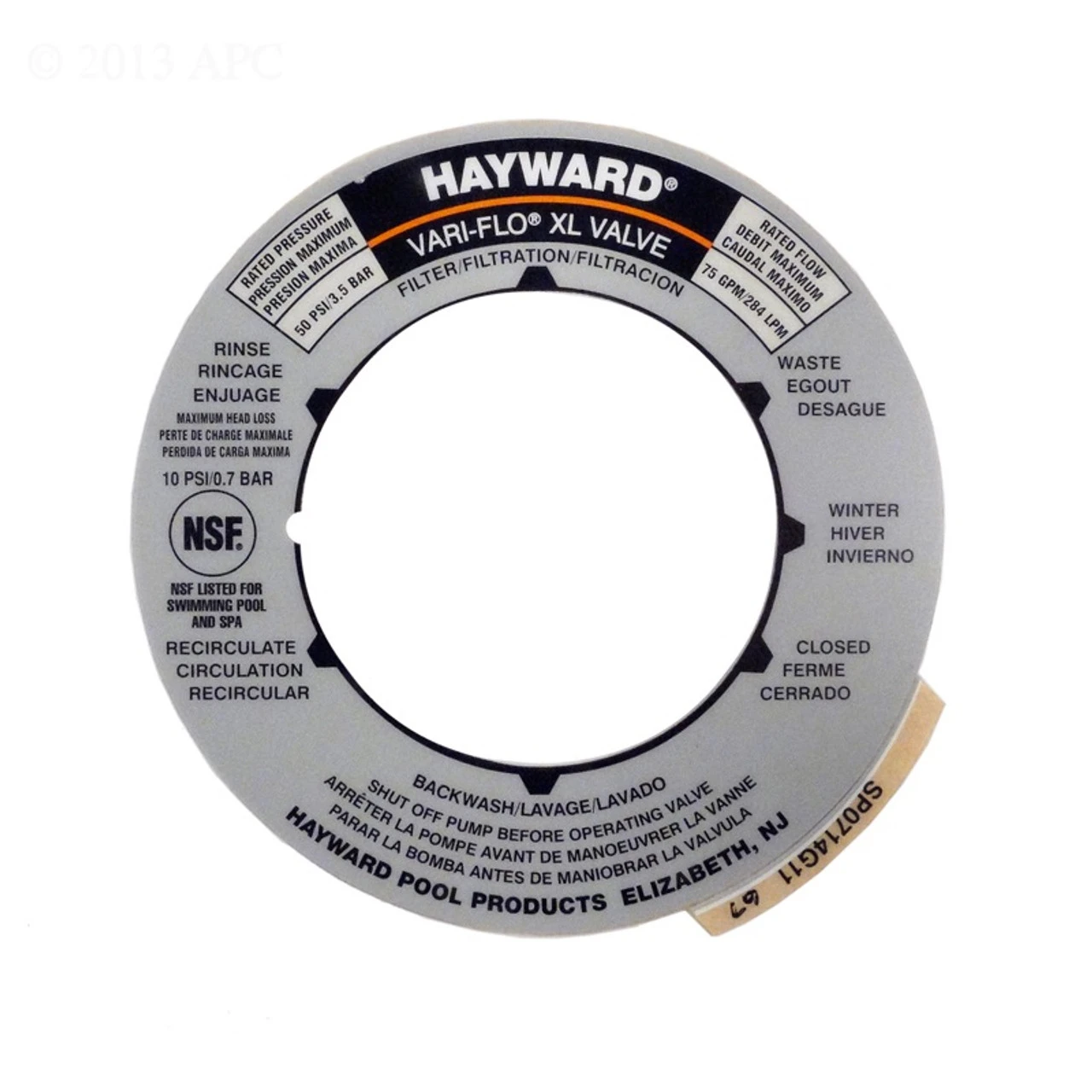 Gray Multi-Port Pool Sand Filter Valve Round Label Plate 3 Gray Multi-Port Pool Sand Filter Valve Round Label Plate