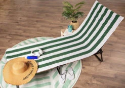 82" Green And White Striped Rectangular Lounge Chair Beach Towel -Pool Safe Pro dii2070339a 3 97327.1667668951