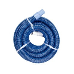 40' Blue And White HydroTools Spiral Wound Vacuum Swimming Pool Hose With Swivel Cuff