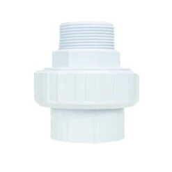 3.75" White HydroTools Swimming Pool Standard ABS Female Socket And Male Threaded Union