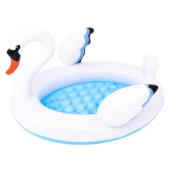 42.5" Inflatable White And Blue Swan Kiddie Pool