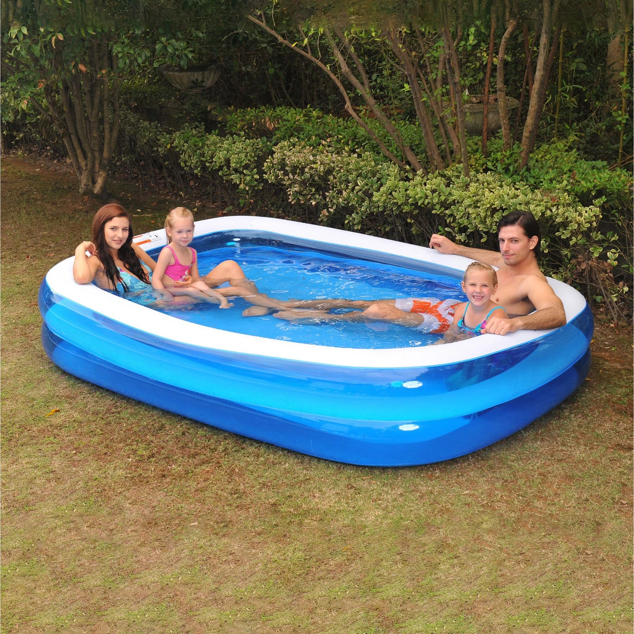6.5' Blue And White Inflatable Rectangular Swimming Pool 4 6.5' Blue And White Inflatable Rectangular Swimming Pool - Image 2