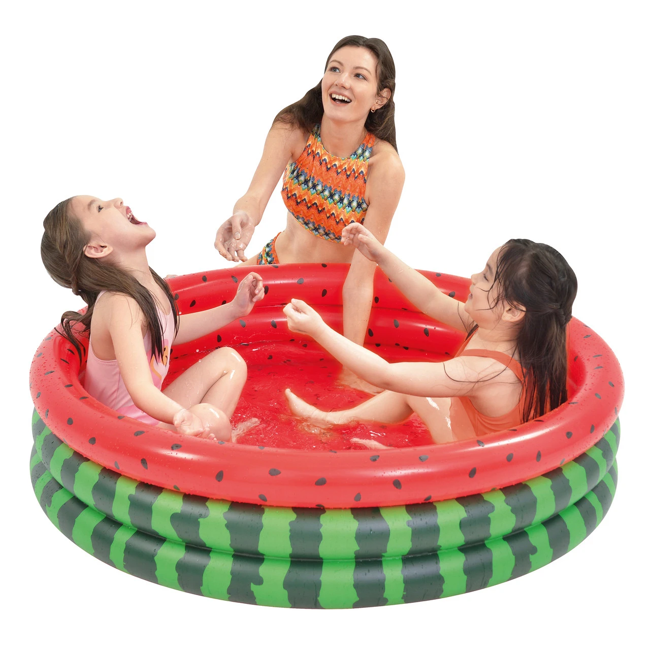 47" Inflatable Round 3 Ring Watermelon Kiddie Swimming Pool 3 47" Inflatable Round 3 Ring Watermelon Kiddie Swimming Pool