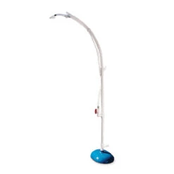 81" White And Blue Portable Poolside Shower And Foot Rinse Station