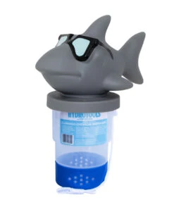 13" Gray And White HydroTools Cool Shark Swimming Pool Chemical Dispenser