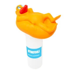 13-Inch Yellow Lounging Duck Swimming Pool Chemical Dispenser