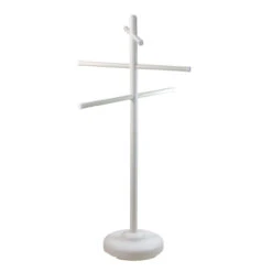 51-Inch White Swimming Pool Towel Hanging Rack Poolside Organizer