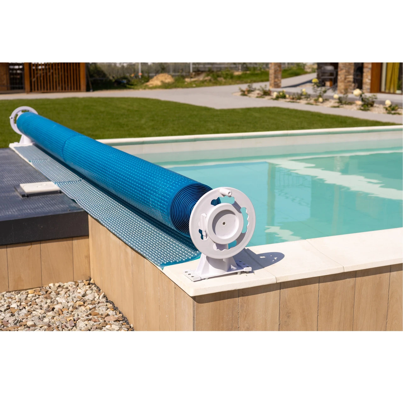 21-Inch White In-Ground Swimming Pool Solar Blanket Reel System 4 21-Inch White In-Ground Swimming Pool Solar Blanket Reel System - Image 2